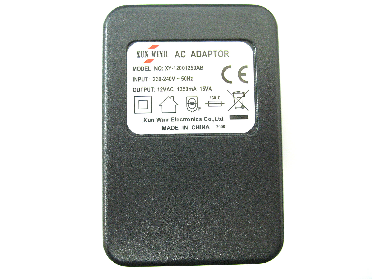 1250ma (1.25a) 12v 15VA AC/AC Power Adaptor With Built In Socket