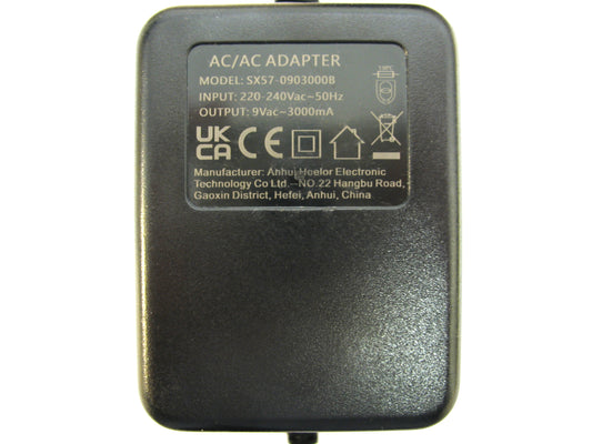 3000ma (3a) 9v 27VA AC/AC Mains Power Adaptor