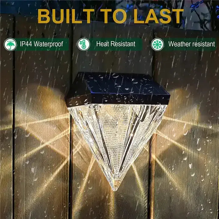 Twin Pack Solar LED Diamond Garden Wall Light
