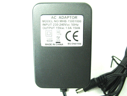 1000ma (1a) 15v 15VA AC/AC (AC Output) Power Adaptor