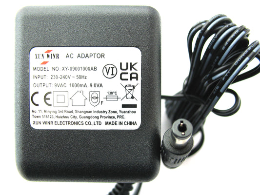 1000ma (1a) 9v 9VA AC/AC (AC Output) Mains Power Adaptor