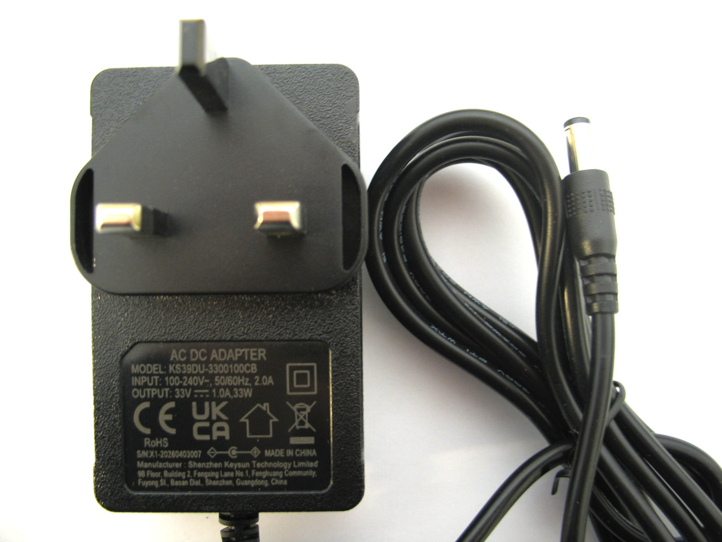 1000ma (1a) 33v 33w Mains Regulated Switch Mode AC/DC Power Adaptor