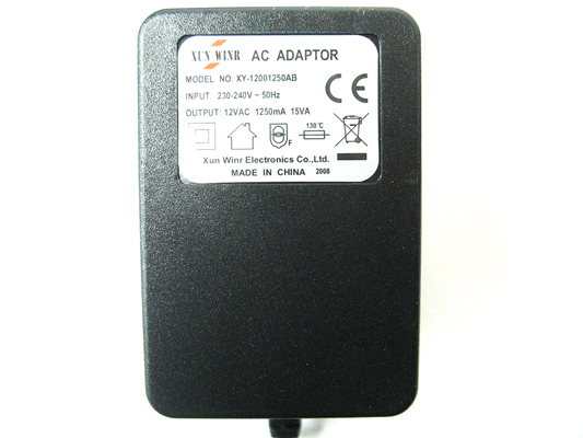1250ma (1.25a) 12v 15VA AC/AC (AC Output) Power Adaptor