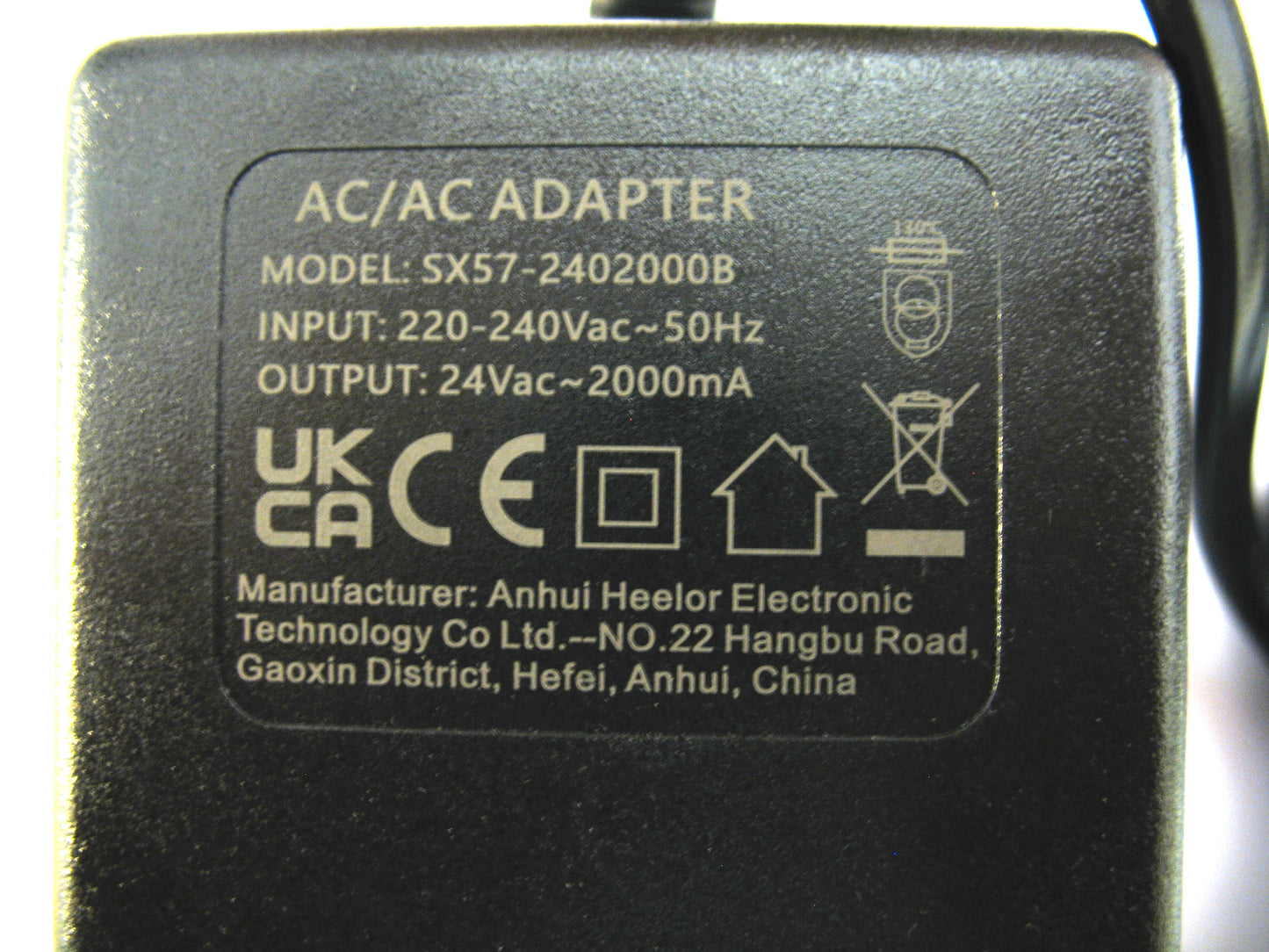 2000ma (2a) 24v 48VA AC/AC (AC Output) Power Adaptor