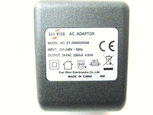 200ma (0.2a) 24v 4.8VA AC/AC (AC Output) Power Adaptor With Built In Socket