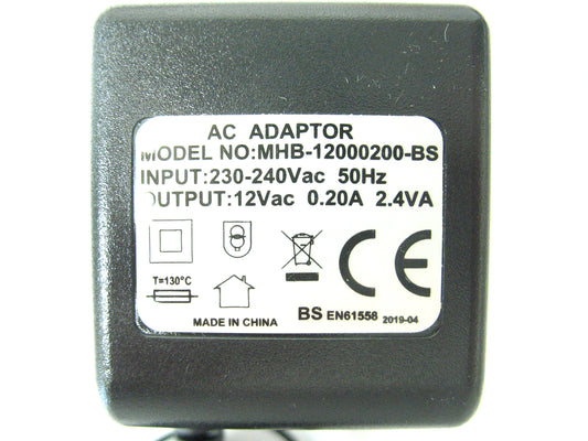 200ma (0.2a) 12v 2.4VA AC/AC (AC Output) Power Adaptor
