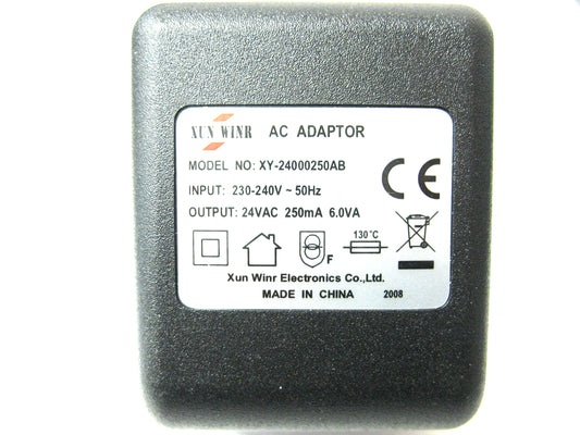 250ma (0.25a) 24v 6VA AC/AC (AC Output) Power Adaptor With Built In Socket