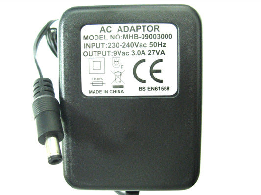 3000ma (3a) 9v 27VA AC/AC Mains Power Adaptor