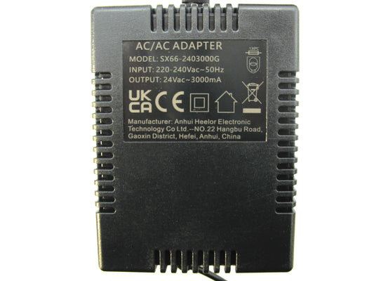 3000ma (3a) 24v AC/AC (AC Output) Power Adaptor With Built In Socket