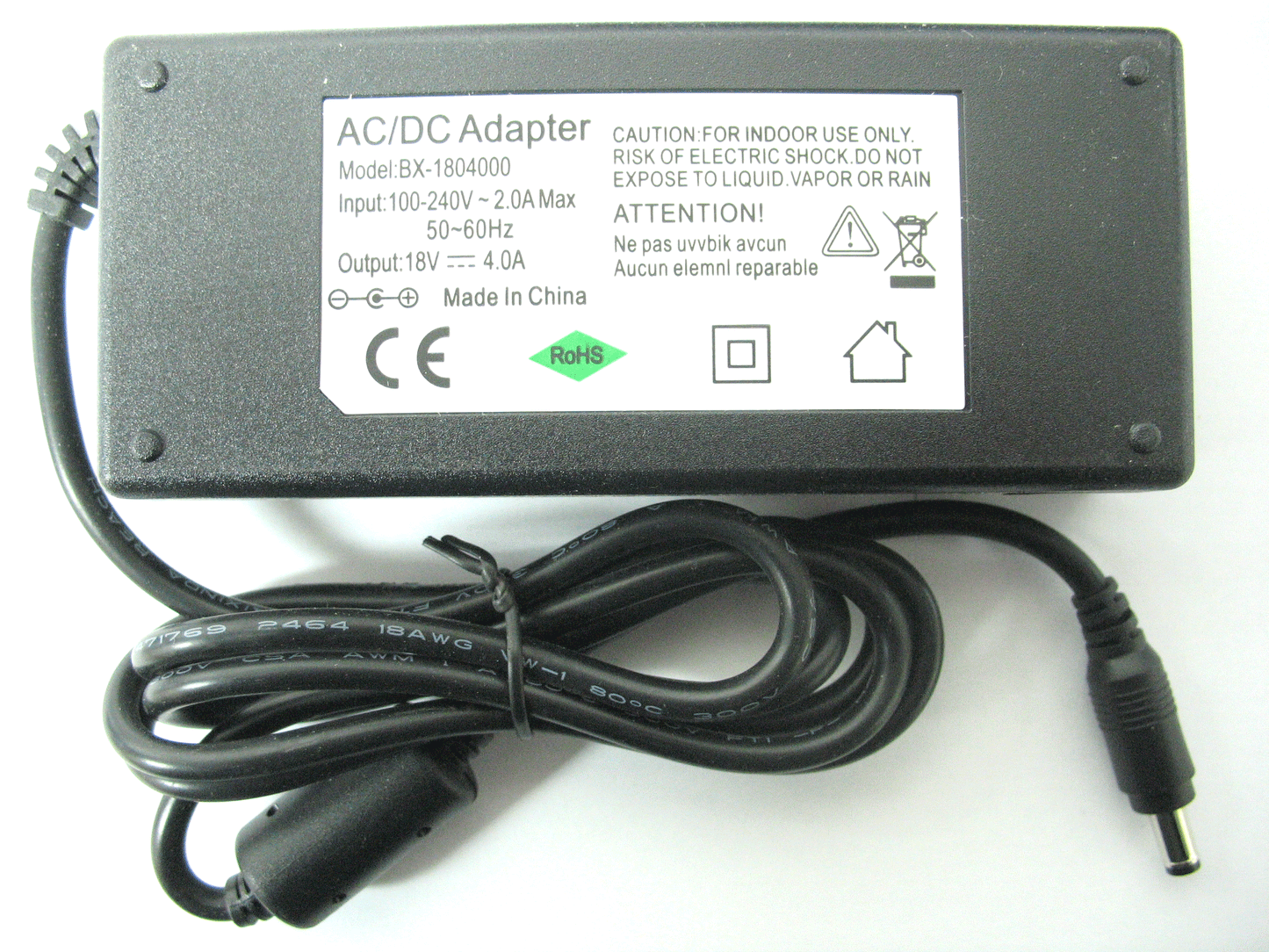 4000ma (4a) 18v 72w Mains Regulated Switch Mode AC/DC Desktop Power Adaptor