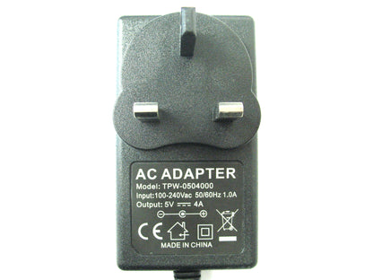 4000ma (4a) 5v 20w Regulated AC/DC Mains Power Adaptor