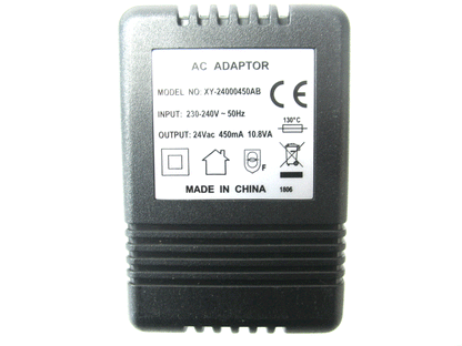 450ma (0.45a) 24v 10.8VA AC/AC (AC Output) Power Adaptor With Built In Socket