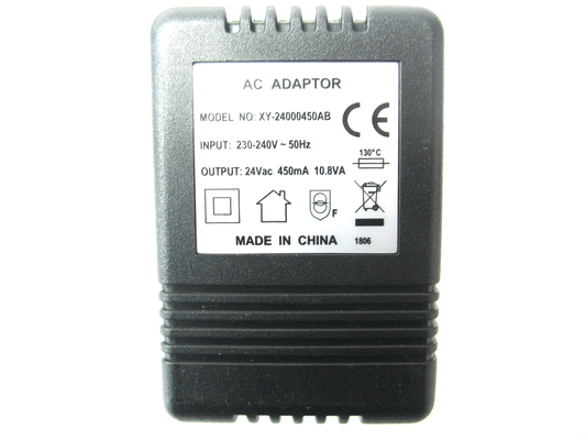 450ma (0.45a) 24v 10.8VA AC/AC (AC Output) Power Adaptor With Built In Socket