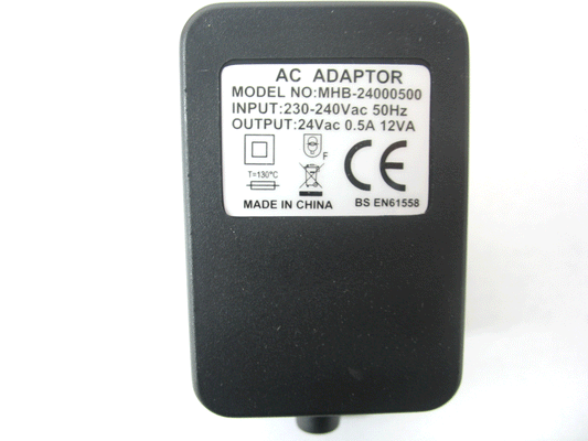 500ma (0.5a) 24v 12VA AC/DC Power Adaptor With Built In Socket