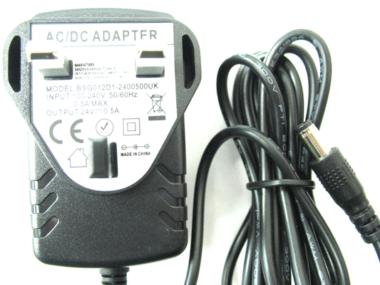 500ma (0.5a) 24v 12w Mains Regulated Switch Mode AC/DC Power Adaptor