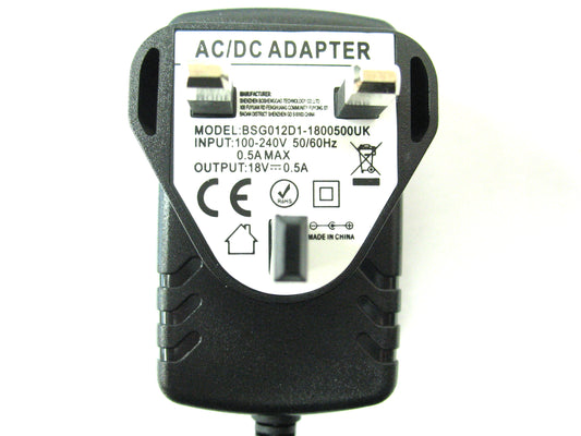 500ma (0.5a) 18v 9w AC/DC Mains Switch Mode Power Adaptor