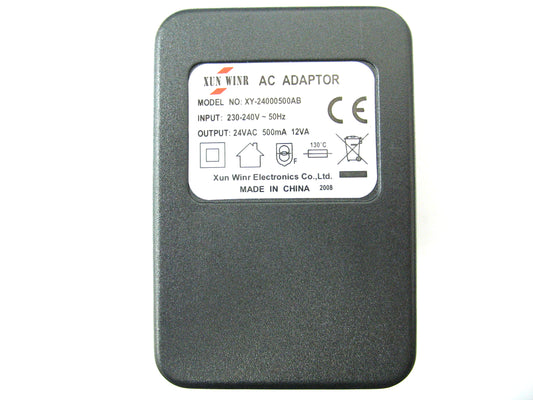 500ma (0.5a) 24v 12VA AC/AC (AC Output) Power Adaptor With Built In Socket
