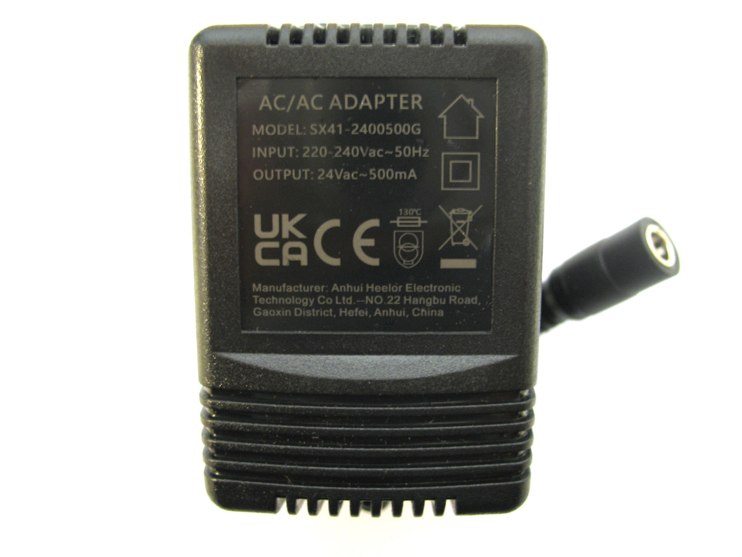 500ma (0.5a) 24v 12VA AC/AC (AC Output) Power Adaptor With Built In Socket