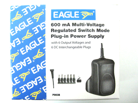 600ma (0.6a) 3v,4.5v,5v,6v,7.5v,9v,12v 7.2w Universal Regulated AC/DC Switch Mode Power Adaptor (EA)