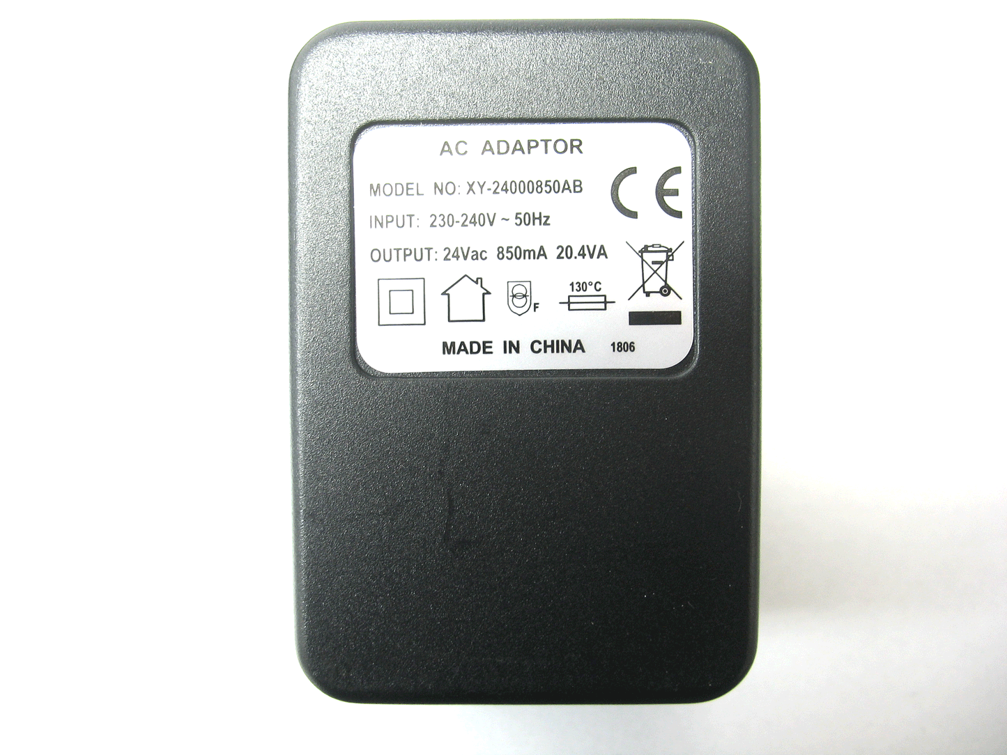 850ma (0.85a) 24v 20.4VA AC/AC (AC Output) Power Adaptor With Built In Socket