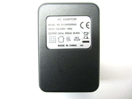 850ma (0.85a) 24v 20.4VA AC/AC (AC Output) Power Adaptor With Built In Socket