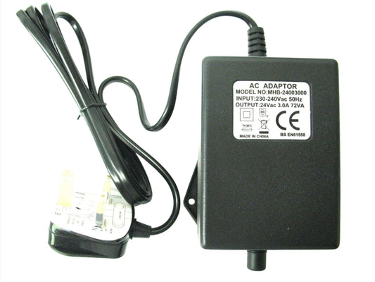 3000ma (3a) 24v AC/AC (AC Output) Power Adaptor With Built In Socket