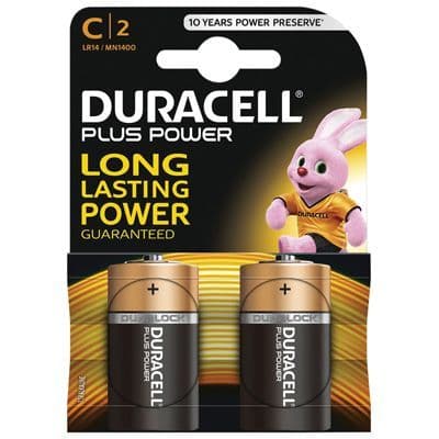 Duracell Plus Power C Size Batteries (Pack of 2)
