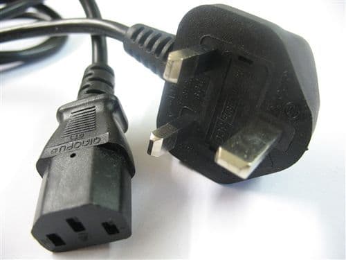 1.5m IEC C13 Lead (5a) with UK 3 pin plug (Black)