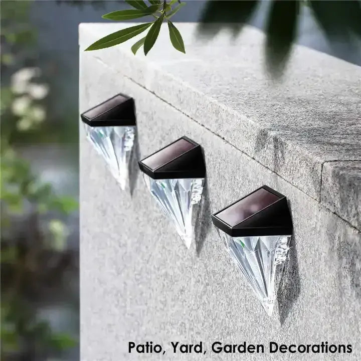 Twin Pack Solar LED Diamond Garden Wall Light